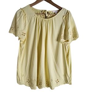 LC Lauren Conrad Light Yellow Eyelet Blouse